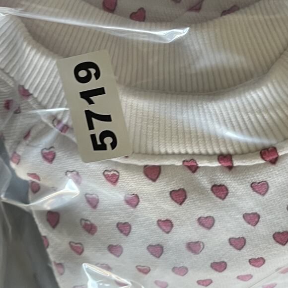 Roller Rabbit Sweatshirt Womens XS Pink Heart Print Organic Crewneck Casual FLAW - Picture 11 of 12